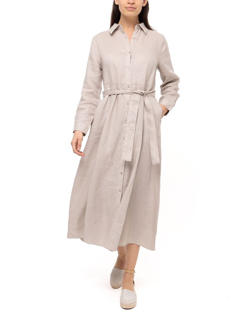 Vestido-Para-Mujer-Lino-Organico-Sandro-Beige-Rockford