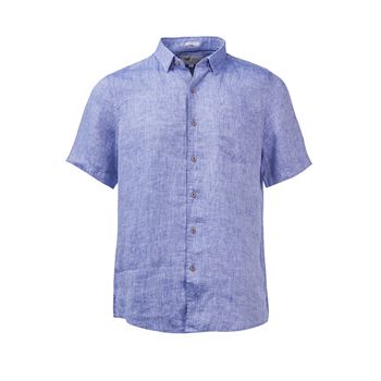 Camisa Para Hombre Lino Orgánico Linenshort Azul Rockford
