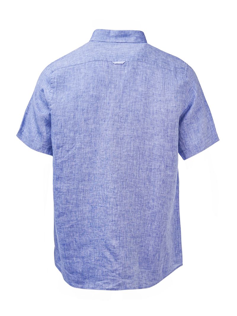 Camisa-Para-Hombre-Lino-Organico-Linenshort-Azul-Rockford