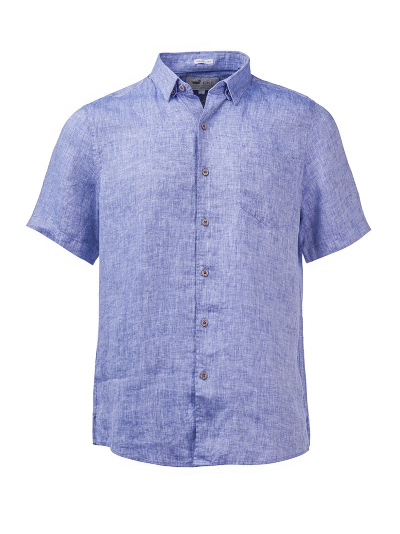 Camisa-Para-Hombre-Lino-Organico-Linenshort-Azul-Rockford