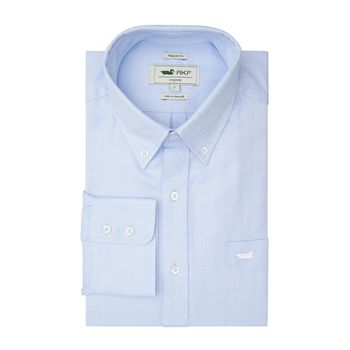 Camisa M/L Para Hombre Algodón Easy Solid Azul Rockford