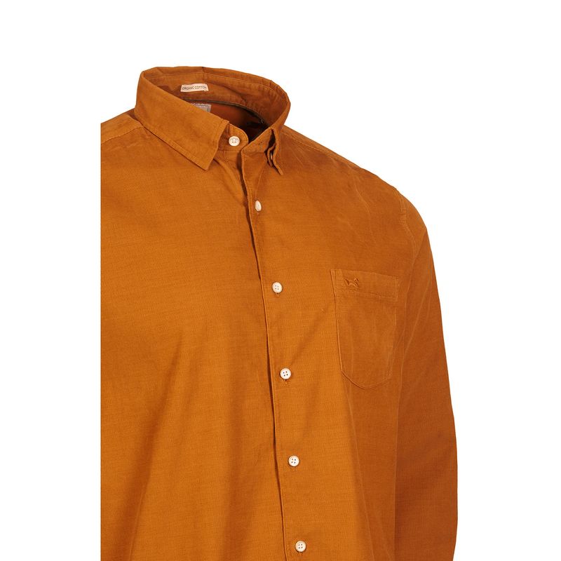 Camisa-Para-Hombre-Algodon-Organico-Corduroy-Marron-Rockford