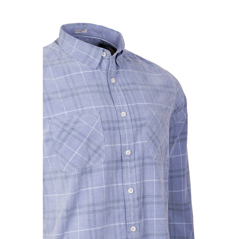 Camisa-Para-Hombre-Algodon-Organico-Tartancord-Azul-Rockford