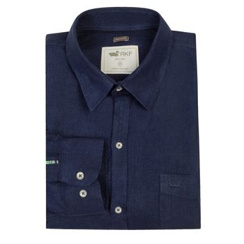 Camisa Para Hombre Lino Linen Azul Rockford