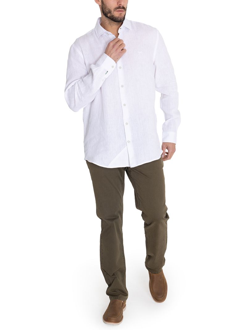 Camisa-Para-Hombre-Manga-Larga-Linen-Blanco-Rockford