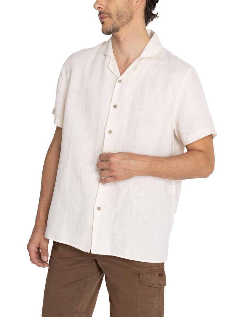 Camisa-Para-Hombre-Manga-Corta-Braga-Beige-Crudo-Rockford