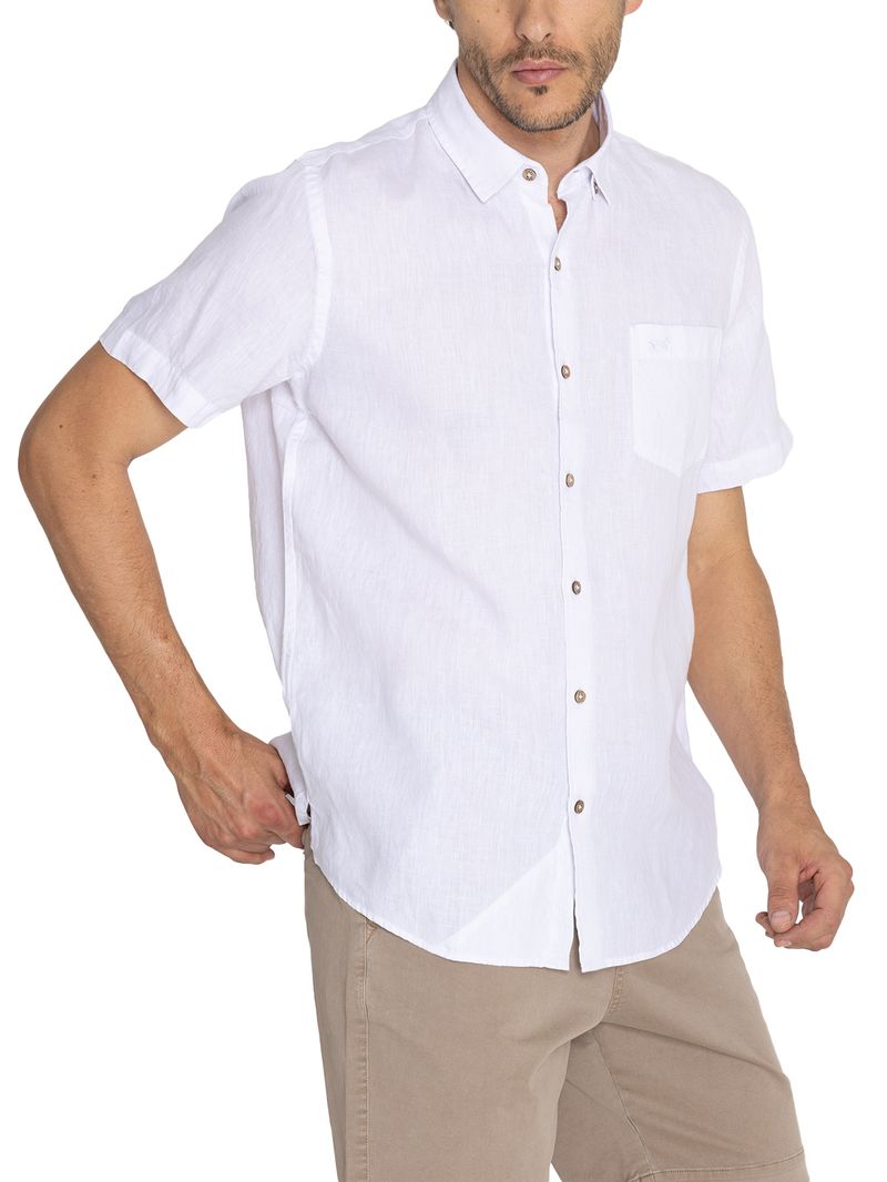 Camisa-Para-Hombre-Manga-Corta-Linenshor-Blanco-Rockford