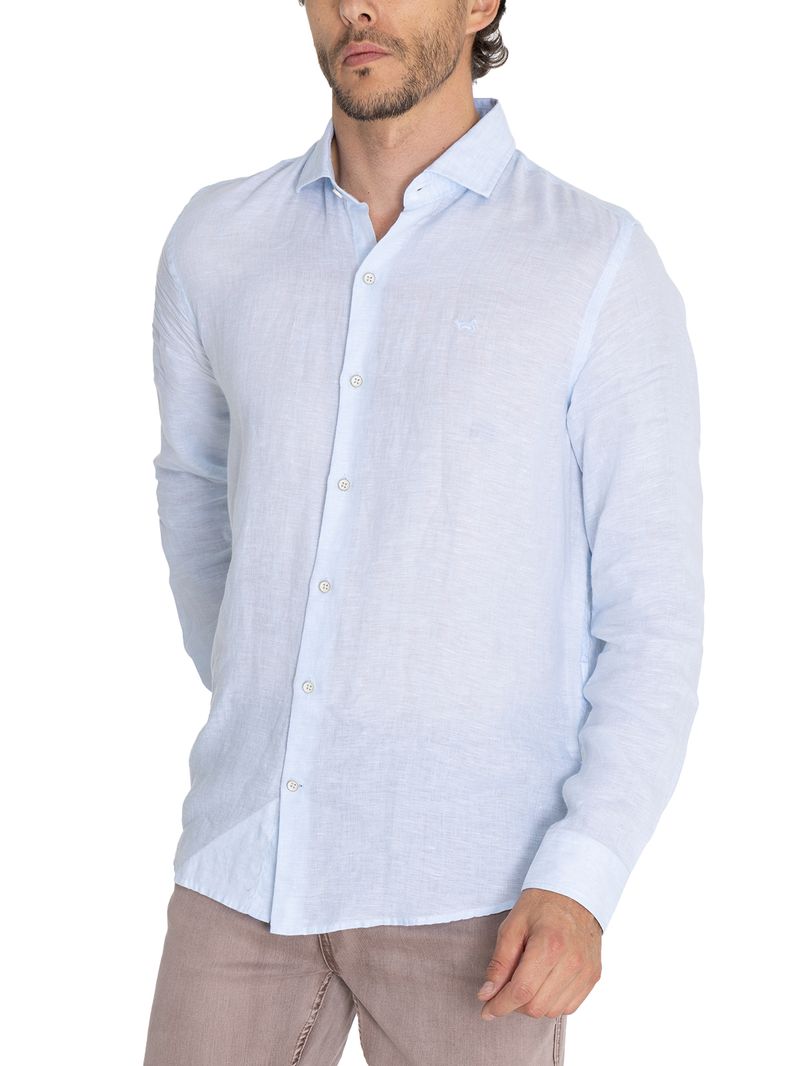 Camisa-Para-Hombre-Manga-Larga-Linen-Celeste-Rockford