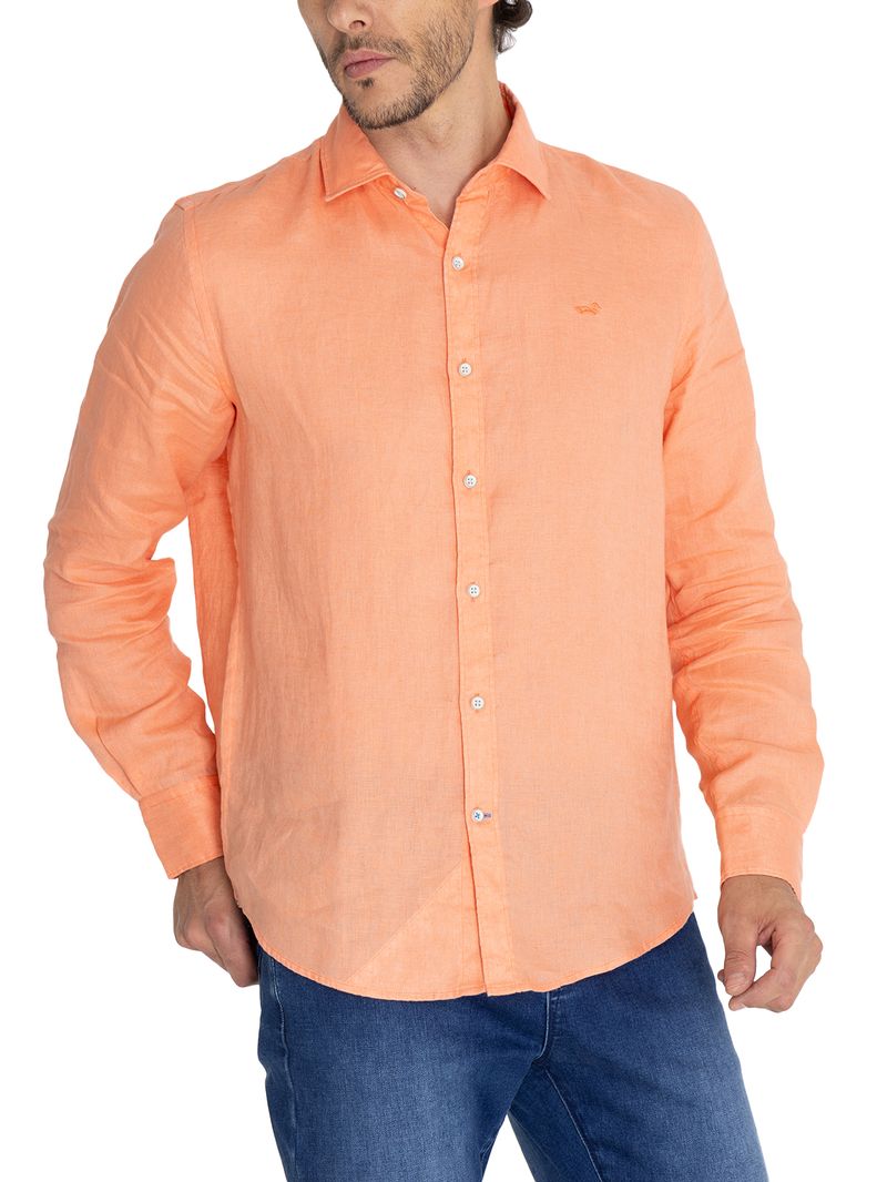 Camisa-Para-Hombre-Manga-Larga-Linensol-Naranjo-Rockford