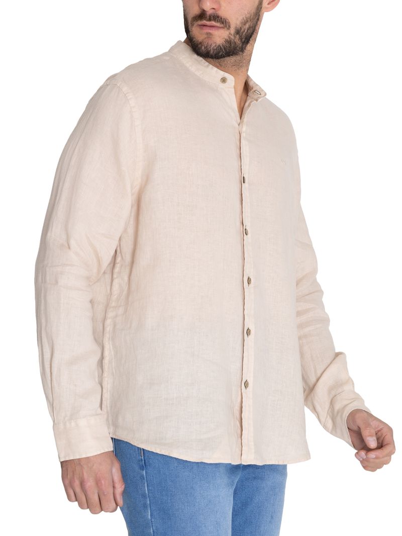 Camisa-Para-Hombre-Manga-Larga-Linenmao-Beige-Crudo-Rockford