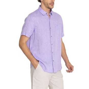 Camisa Para Hombre Manga Corta Linenshor Morado Rockford