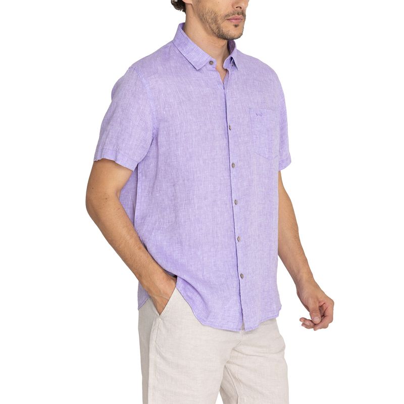 Camisa-Para-Hombre-Manga-Corta-Linenshor-Morado-Rockford