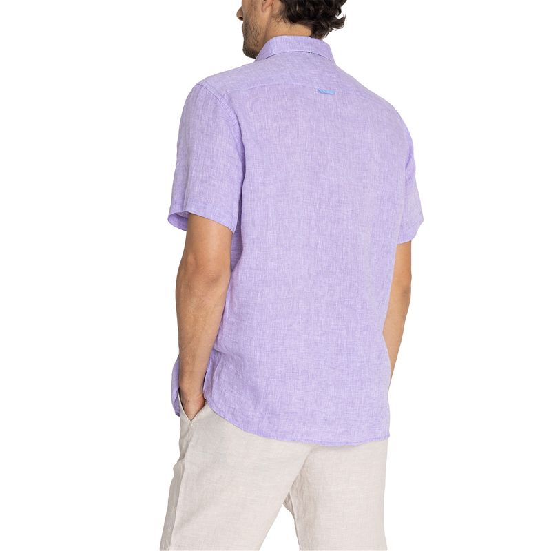 Camisa-Para-Hombre-Manga-Corta-Linenshor-Morado-Rockford