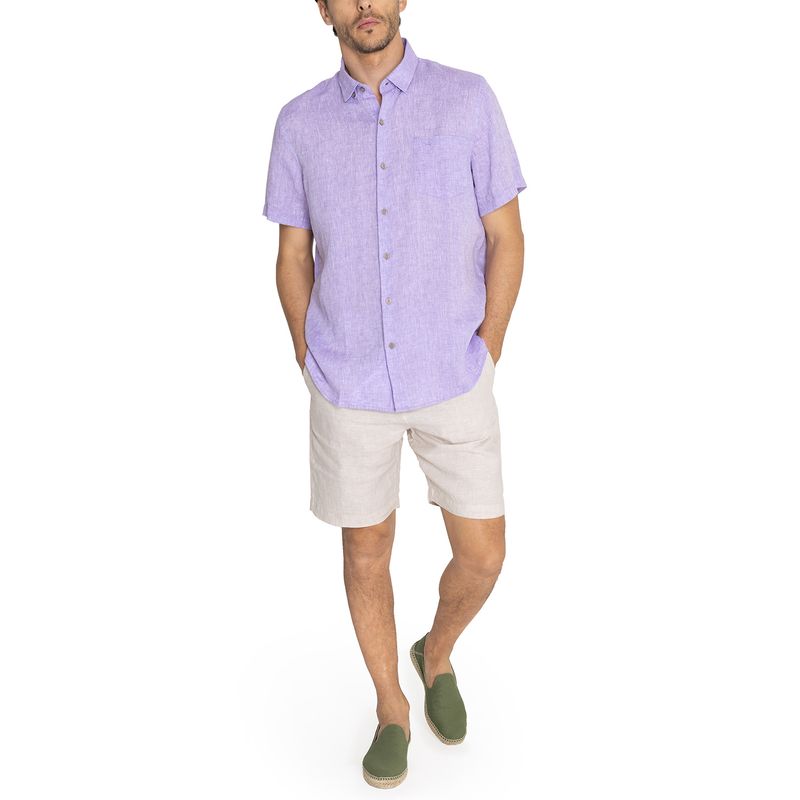Camisa-Para-Hombre-Manga-Corta-Linenshor-Morado-Rockford