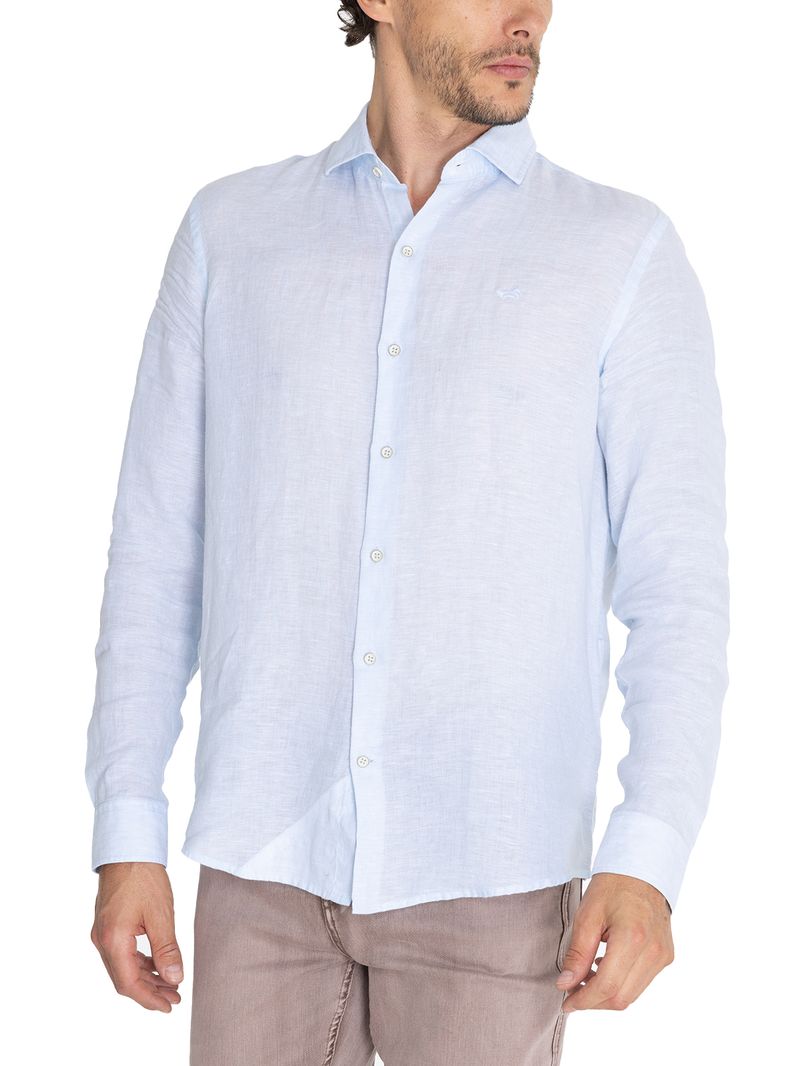 Camisa-Para-Hombre-Manga-Larga-Linen-Celeste-Rockford