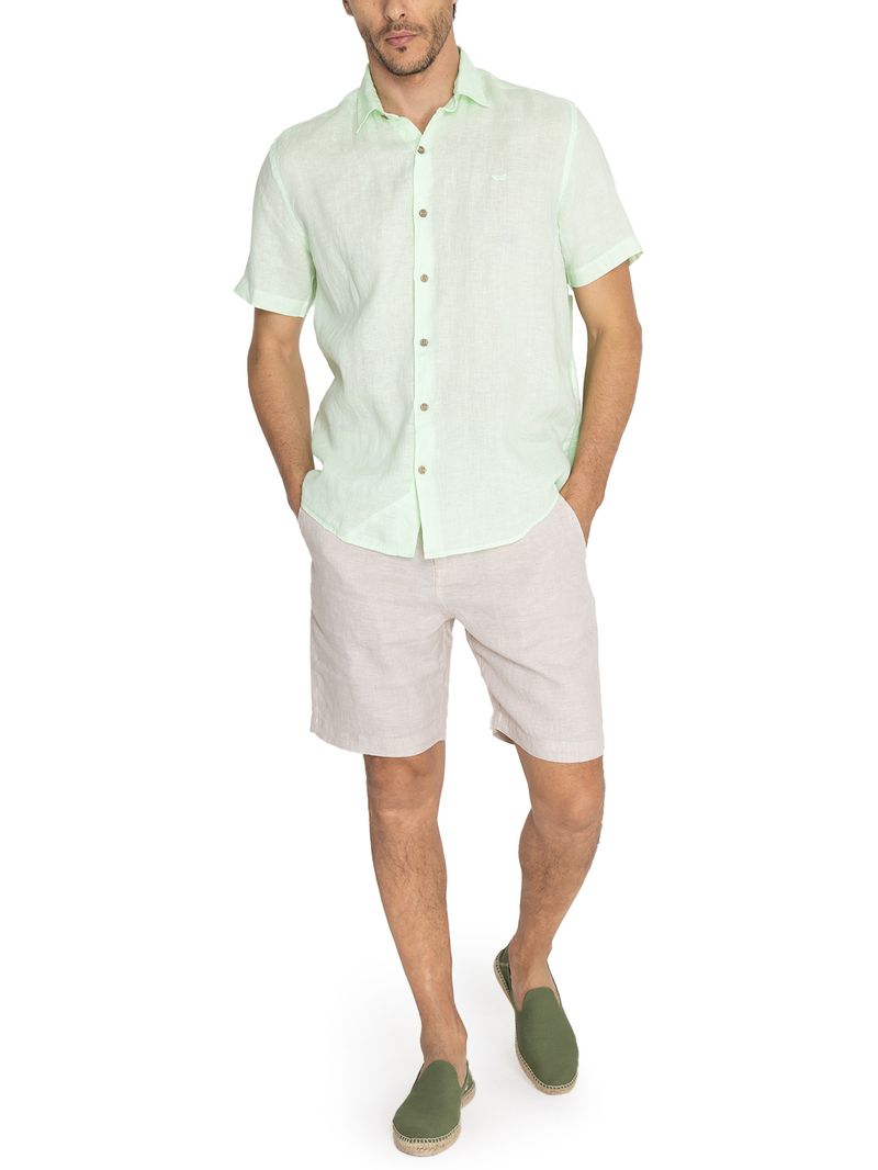 Camisa-Para-Hombre-Manga-Corta-Linenjer-Verde-Rockford