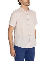 Camisa-Para-Hombre-Manga-Corta-Linenjer-Beige-Crudo-Rockford