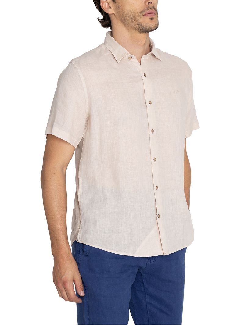 Camisa-Para-Hombre-Manga-Corta-Linenjer-Beige-Crudo-Rockford