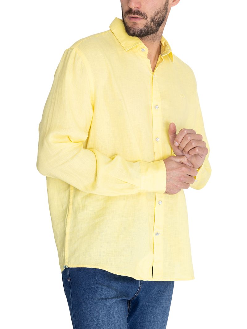 Camisa-Para-Hombre-Manga-Larga-Linensol-Amarillo-Rockford