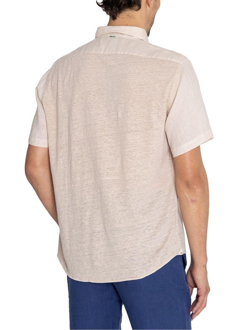 Camisa-Para-Hombre-Manga-Corta-Linenjer-Beige-Crudo-Rockford
