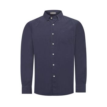 Camisa Manga Larga Para Hombre Algodón Orgánico Corduroy Azul Rockford