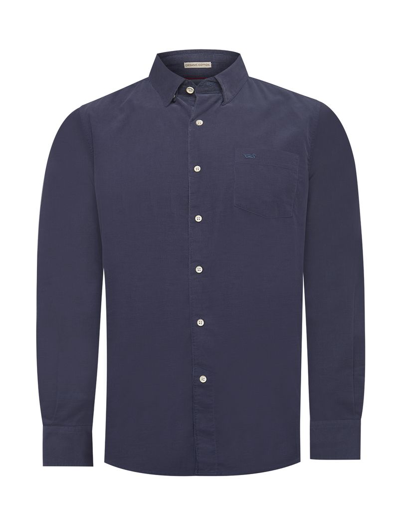 Camisa-Manga-Larga-Para-Hombre-Algodon-Organico-Corduroy-Azul-Rockford