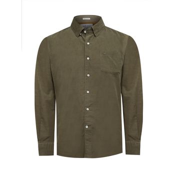 Camisa Manga Larga Para Hombre Algodón Orgánico Corduroy Verde Rockford