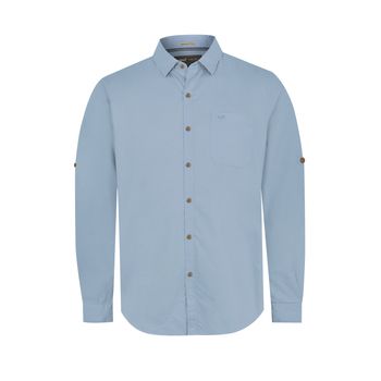 Camisa Manga Larga Para Hombre Algodón Orgánico Galiton Celeste Rockford