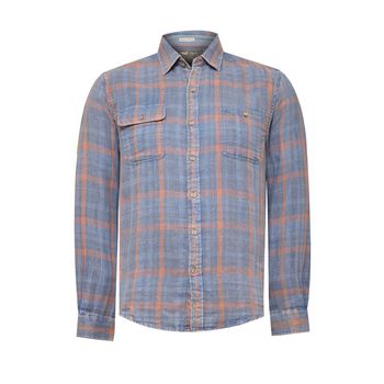 Camisa Manga Larga Para Hombre Algodón Orgánico Bradford Azul Rockford