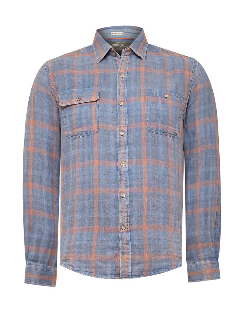 Camisa-Manga-Larga-Para-Hombre-Algodon-Organico-Bradford-Azul-Rockford