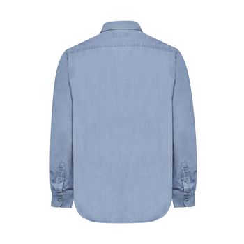 Camisa Manga Larga Para Hombre Algodón Orgánico Chambray Azul Rockford