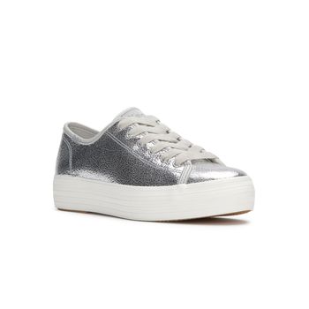 Zapatilla Para Mujer Cuero Triple Kick Metallic Leather Plateado Keds