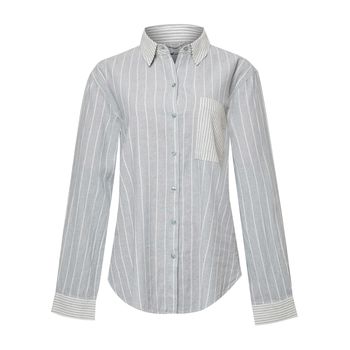 Blusa Manga Larga Lino Orgánico Para Mujer Lines Celeste Rockford