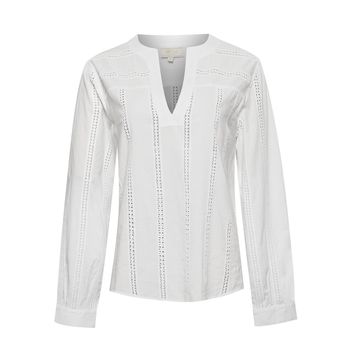 Blusa Manga Larga Algodón Orgánico Para Mujer Lunko Blanco Rockford