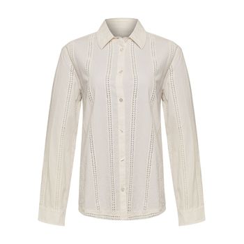 Blusa Manga Larga Algodón Orgánico Para Mujer Zambor Blanco Rockford