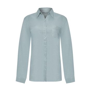 Blusa Manga Larga Lino Orgánico Para Mujer Lirio Celeste Rockford