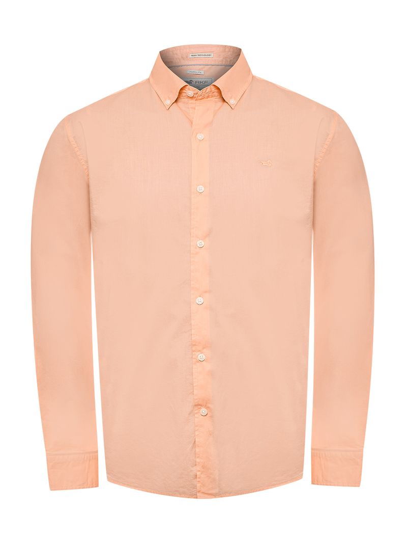 Camisa-Manga-Larga-Algodon-Organico-Para-Hombre-Soft-Naranjo-Rockford