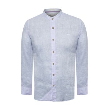 Camisa Manga Larga Lino Orgánico Para Hombre Linenmao Blanco Rockford