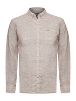 Camisa-Manga-Larga-Lino-Organico-Para-Hombre-Linentex-Cafe-Rockford