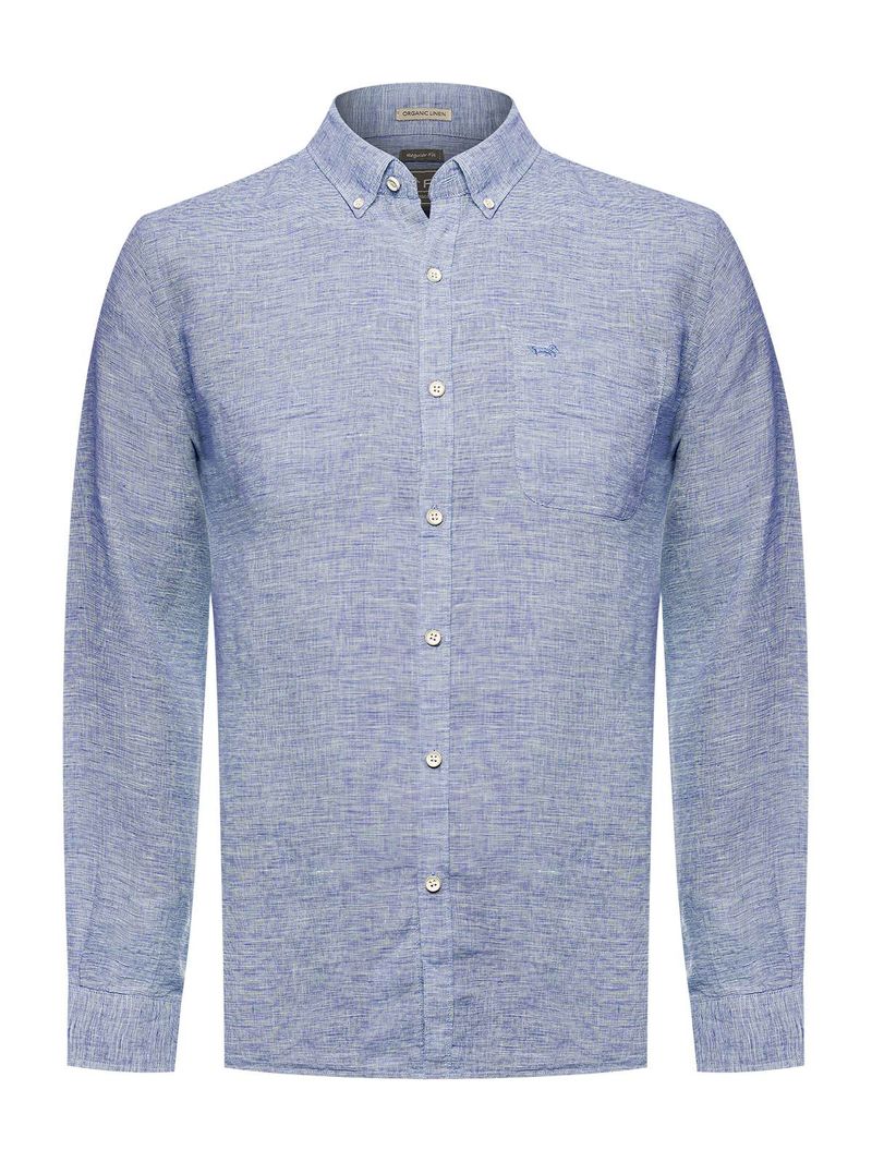Camisa-Manga-Larga-Lino-Organico-Para-Hombre-Linentex-Azul-Rockford