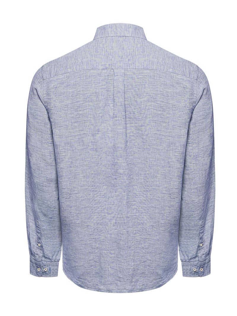Camisa-Manga-Larga-Lino-Organico-Para-Hombre-Linentex-Azul-Rockford