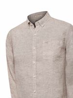 Camisa-Manga-Larga-Lino-Organico-Para-Hombre-Linentex-Cafe-Rockford