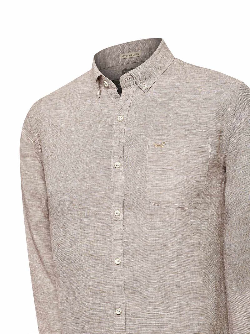 Camisa-Manga-Larga-Lino-Organico-Para-Hombre-Linentex-Cafe-Rockford