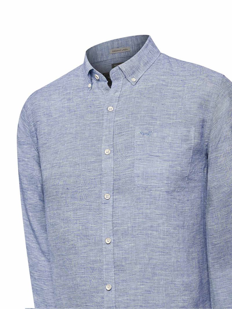 Camisa-Manga-Larga-Lino-Organico-Para-Hombre-Linentex-Azul-Rockford
