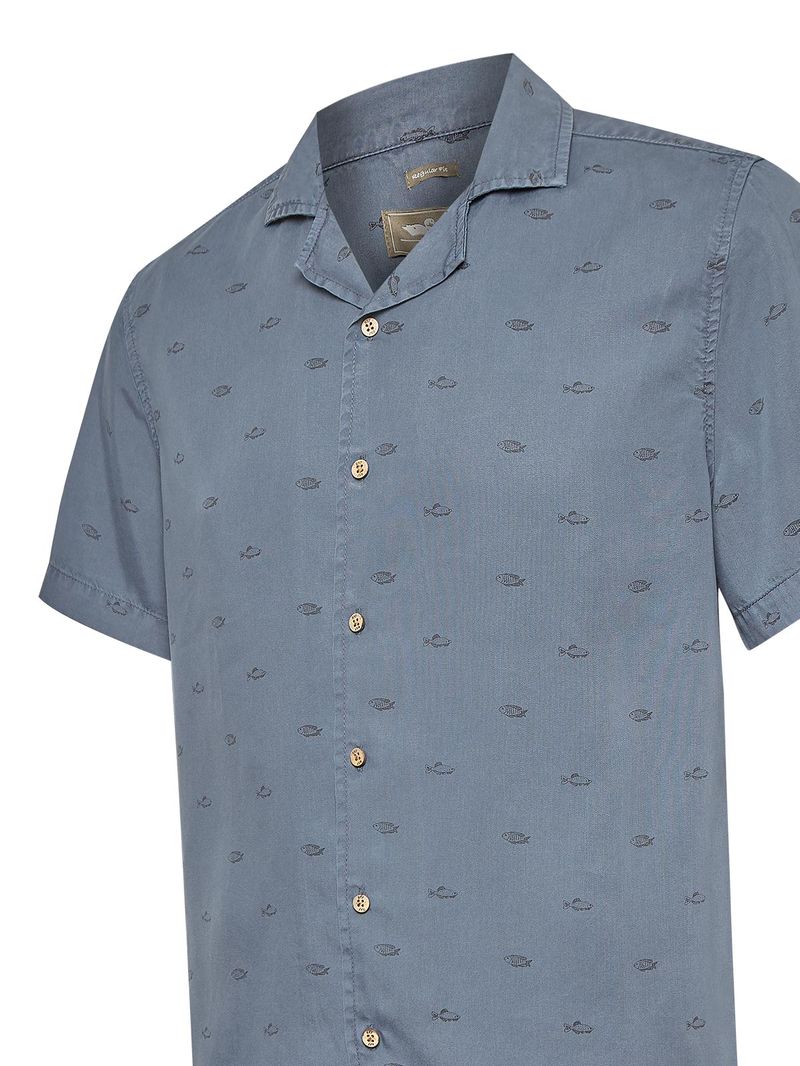 Camisa-Manga-Corta-Tencel-Para-Hombre-Tencelprint-Azul-Rockford