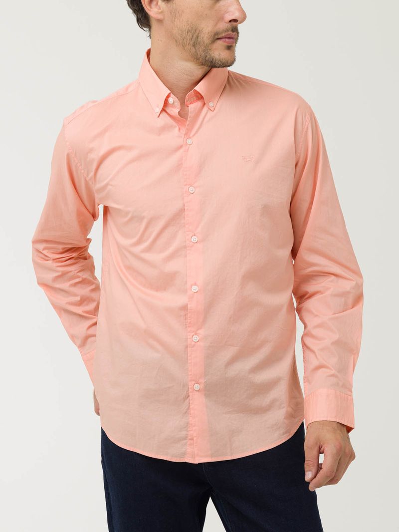 Camisa-Manga-Larga-Algodon-Organico-Para-Hombre-Soft-Naranjo-Rockford