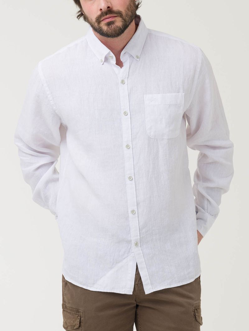 Camisa-Manga-Larga-Lino-Organico-Para-Hombre-Linentex-Blanco-Rockford