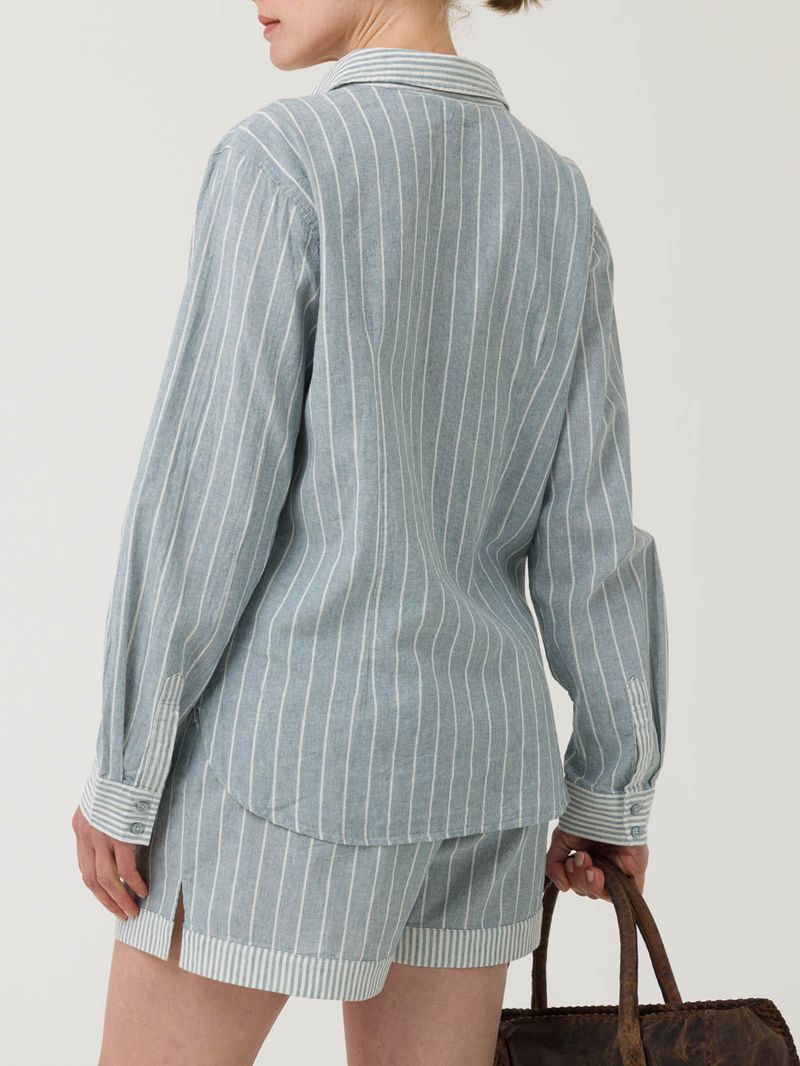 Blusa-Manga-Larga-Lino-Organico-Para-Mujer-Lines-Celeste-Rockford