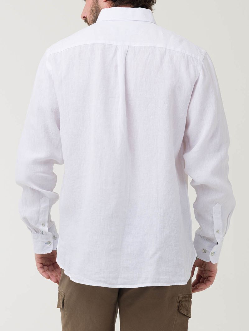 Camisa-Manga-Larga-Lino-Organico-Para-Hombre-Linentex-Blanco-Rockford