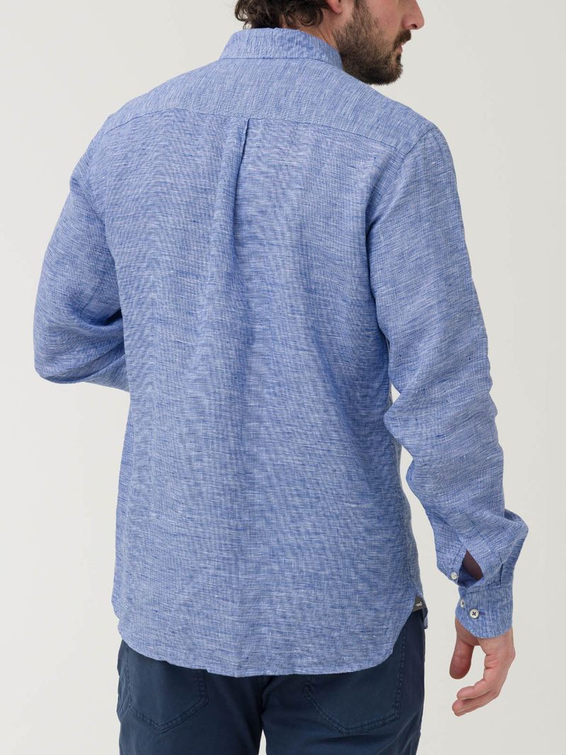 Camisa-Manga-Larga-Lino-Organico-Para-Hombre-Linentex-Azul-Rockford